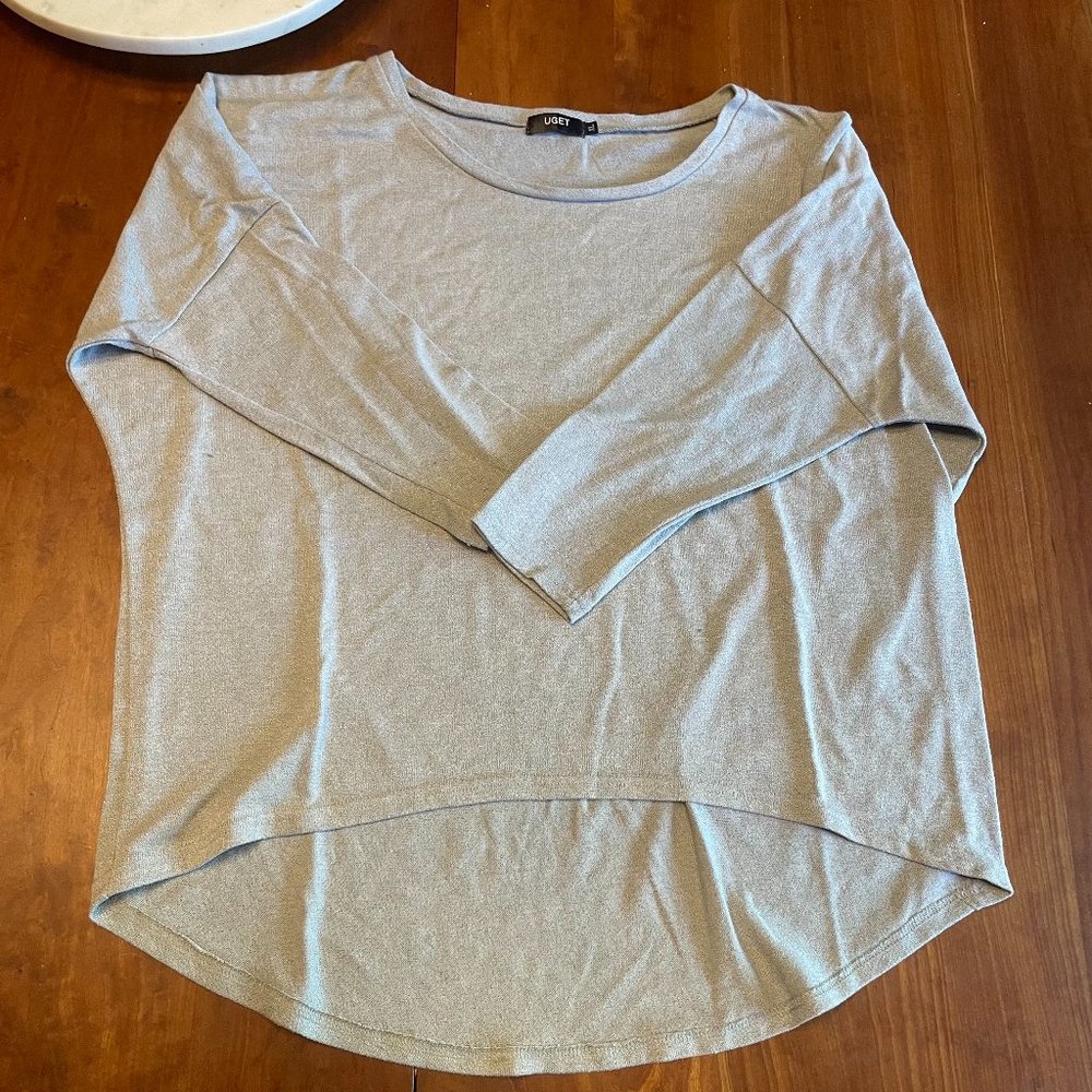 Uget long sleeve gray knit top size XL